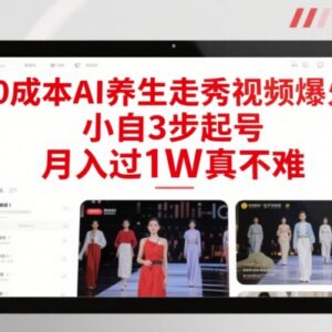 AI养生走秀视频0成本制作方法 3步起号月入过万实操指南-雨叶虚拟资源网