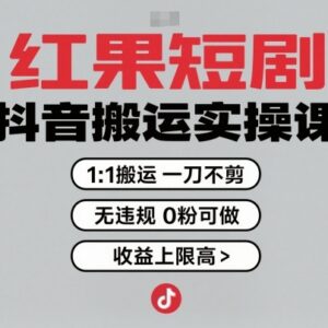 红果短剧拉新抖音搬运实操教程 1:1无剪无违规0粉可做收益高-雨叶虚拟资源网