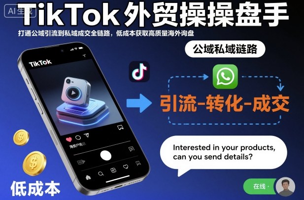 TikTok外贸操盘手实操教程 公域引流转私域获高质量海外询盘