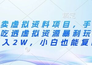 2025闲鱼虚拟资料项目玩法拆解 小白可复制的低门槛搞钱攻略-雨叶虚拟资源网