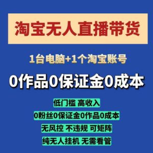 2025淘宝无人直播带货实操攻略 低门槛无需看管开播即可变现-雨叶虚拟资源网