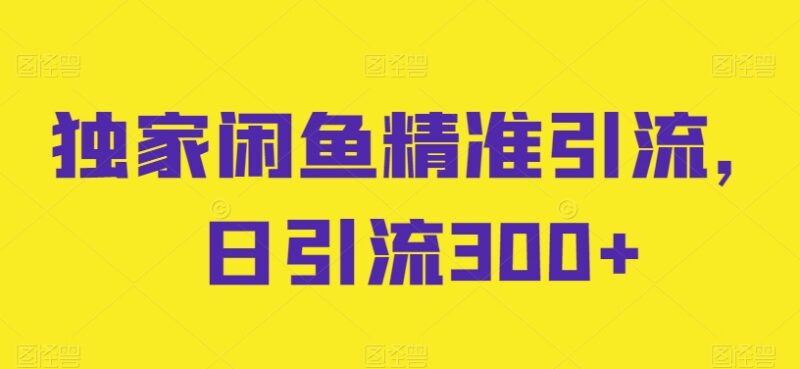 闲鱼精准引流全流程教程 教你实现日引流300+实操技巧