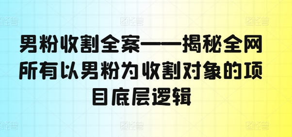 男粉类项目底层逻辑揭秘 主流引流变现玩法全梳理