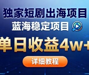 短剧出海蓝海红利项目解析 低门槛运营最高单日收益可达5万-雨叶虚拟资源网