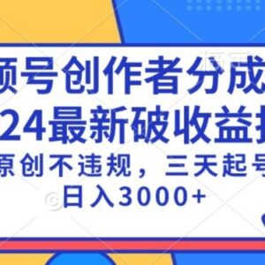 2024视频号分成计划最新破收益技术 原创合规3天起号变现教程-雨叶虚拟资源网