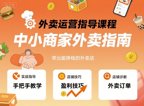 中小商家外卖运营实操课程 手把手打造高盈利外卖门店