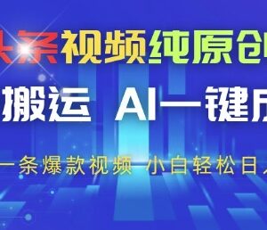 今日头条AI纯原创视频玩法 无剪辑零门槛新手可轻松获稳定收益-雨叶虚拟资源网