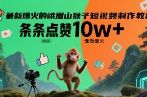 峨眉山猴子爆款短视频制作教程 附完整实操方法与AI生成提示词-雨叶虚拟资源网