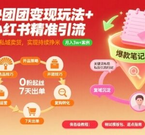 快团团变现玩法与小红书精准引流技巧 私域卖货落地实操指南-雨叶虚拟资源网