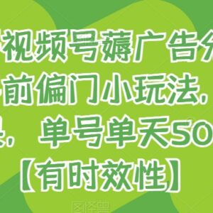 年前短期可操作视频号薅广告分成玩法 次日出结果单号日入500+-雨叶虚拟资源网