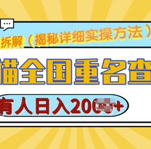 创作猫全国重名查询项目教程 低门槛落地变现玩法全拆解-雨叶虚拟资源网