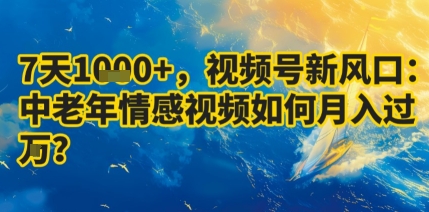 视频号中老年情感视频赚钱项目拆解 7天收益超1k可月入过万