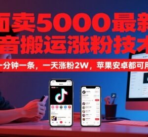 2024抖音搬运涨粉新玩法 1分钟出内容苹果安卓通用单日涨粉2万-雨叶虚拟资源网