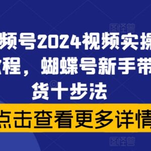 2024视频号(蝴蝶号)新手带货十步法 从0到1全流程实操教程-雨叶虚拟资源网