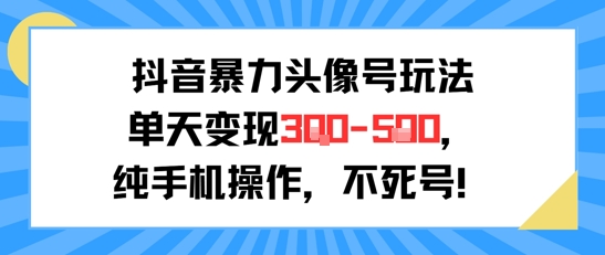 抖音头像号低门槛运营玩法 纯手机操作新手可实现单日变现