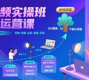 新手零基础短视频实操课 覆盖拍摄剪辑运营直播变现全流程-雨叶虚拟资源网