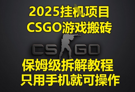 2025年CSGO游戏挂G搬砖项目 零基础纯手机操作保姆级拆解教程
