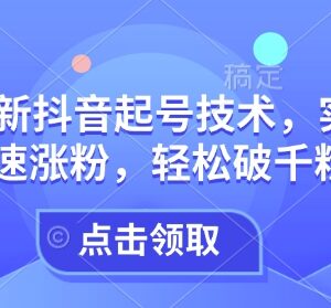 2025年最新抖音起号实操攻略 零基础快速涨粉破千方法-雨叶虚拟资源网