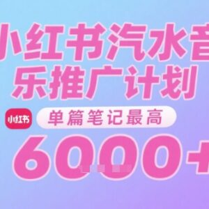 零门槛零粉丝可做的汽水音乐推广 小红书发笔记最高单篇收益6k-雨叶虚拟资源网
