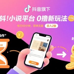 抖音旗下小说平台0撸赚钱攻略 每日挂机60分钟操作简单收益稳定-雨叶虚拟资源网