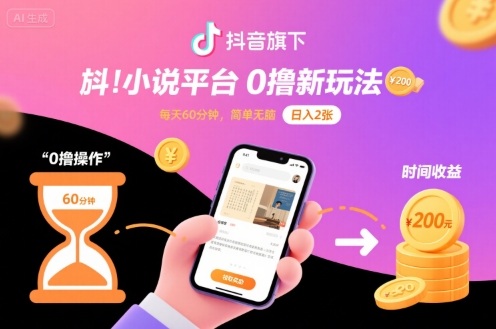 抖音旗下小说平台0撸赚钱攻略 每日挂机60分钟操作简单收益稳定