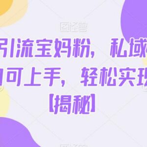 免费资料引流宝妈粉私域高转化 小白可上手的实操项目-雨叶虚拟资源网