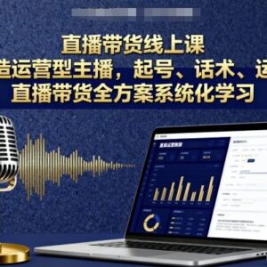 直播带货全流程系统化课程 运营型主播起号话术投放全攻略-雨叶虚拟资源网