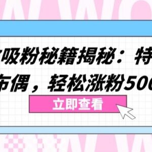 抖音两大高效吸粉秘籍揭秘 特效加布偶玩法轻松涨粉5000+-雨叶虚拟资源网