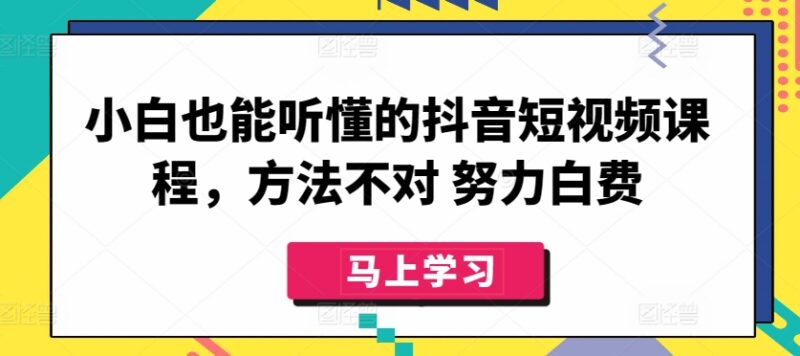 零基础可学的抖音短视频运营课 从搭建到变现全流程教学