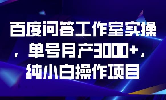 百度问答工作室实操项目全解析 纯小白可做单号月收益3000+