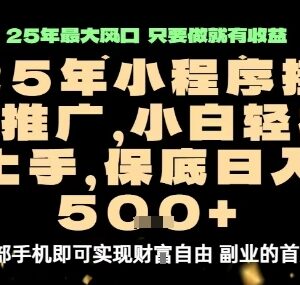 2025微信小程序挂机推广玩法 低门槛副业日入五百项目揭秘-雨叶虚拟资源网