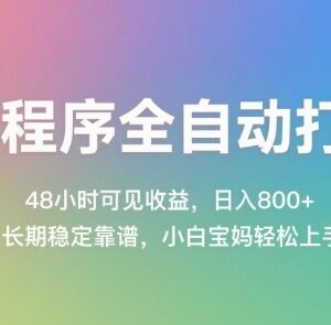 微信小程序全自动打金副业实操教程 零基础易上手长期稳定见收益-雨叶虚拟资源网