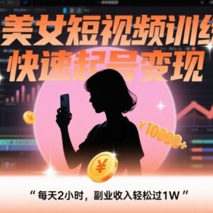 AI美女短视频训练营实操 零基础快速起号副业变现全攻略-雨叶虚拟资源网