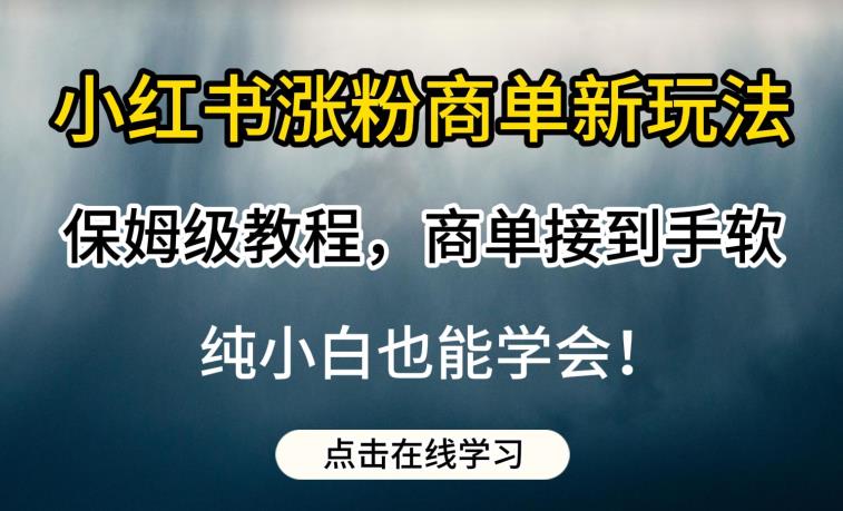 小红书涨粉商单新玩法,保姆级教程,商单接到手软,纯小白也能学会【揭秘】