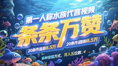 第一人称水族代言视频制作教程 涨粉技巧与变现模式全解析