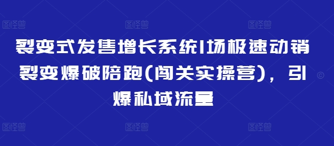 裂变式发售闯关实操营 私域全流程玩法实现极速动销增长