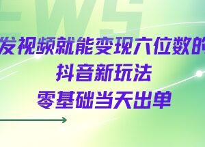 适合0基础新手的抖音发视频变现玩法 操作简单易上手可快速出单-雨叶虚拟资源网