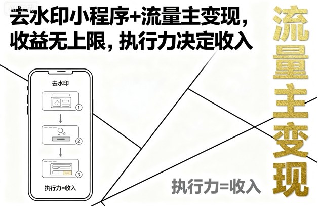 去水印小程序流量主变现玩法解析 收益无上限与执行力直接挂钩