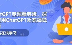 ChatGPT变现精英班系统教程 掌握AI实用玩法拓宽多场景搞钱思路-雨叶虚拟资源网