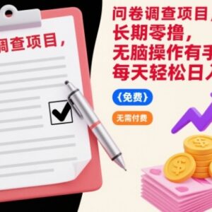 正规长期问卷调查零撸项目详解 无门槛操作每日可赚百元-雨叶虚拟资源网