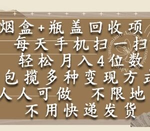 烟盒瓶盖扫码回收项目全解析 零成本无门槛可做的全民副业-雨叶虚拟资源网