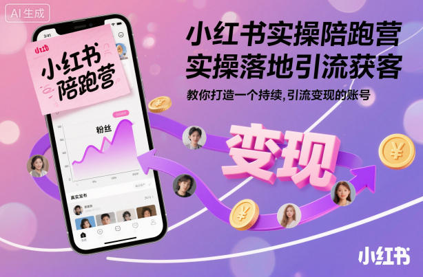 小红书实操陪跑运营教程 教你打造持续引流获客变现账号