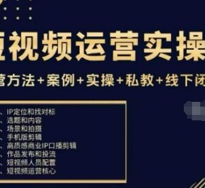 短视频运营实操全流程课程 含IP定位剪辑投流及私教线下指导-雨叶虚拟资源网