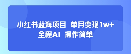小红书蓝海AI实操项目分享 小白零经验上手单月可变现1万+