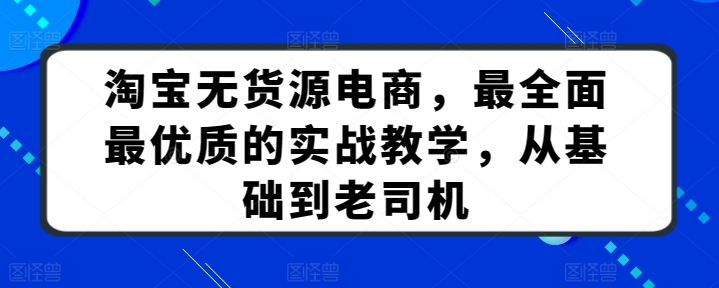 淘宝无货源电商系统实战教学 从入门到高阶运营全流程教程