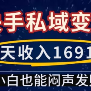 快手私域变现实操项目教程 零基础小白可上手单日收益超千元-雨叶虚拟资源网
