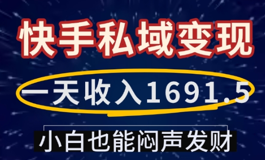 快手私域变现实操项目教程 零基础小白可上手单日收益超千元