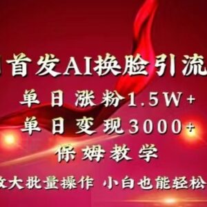 AI换脸引流男粉实操教程 单日涨粉1.5万小白也能上手变现-雨叶虚拟资源网