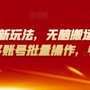 多多视频无门槛搬运赚钱玩法拆解 多账号批量运营收益更高-雨叶虚拟资源网