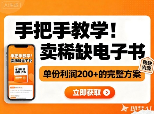 小红书售卖稀缺电子书实操教程 单份利润200元以上完整运营方案